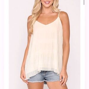 Gigio Women’s Pleated Cami Tank Top White Size Medium